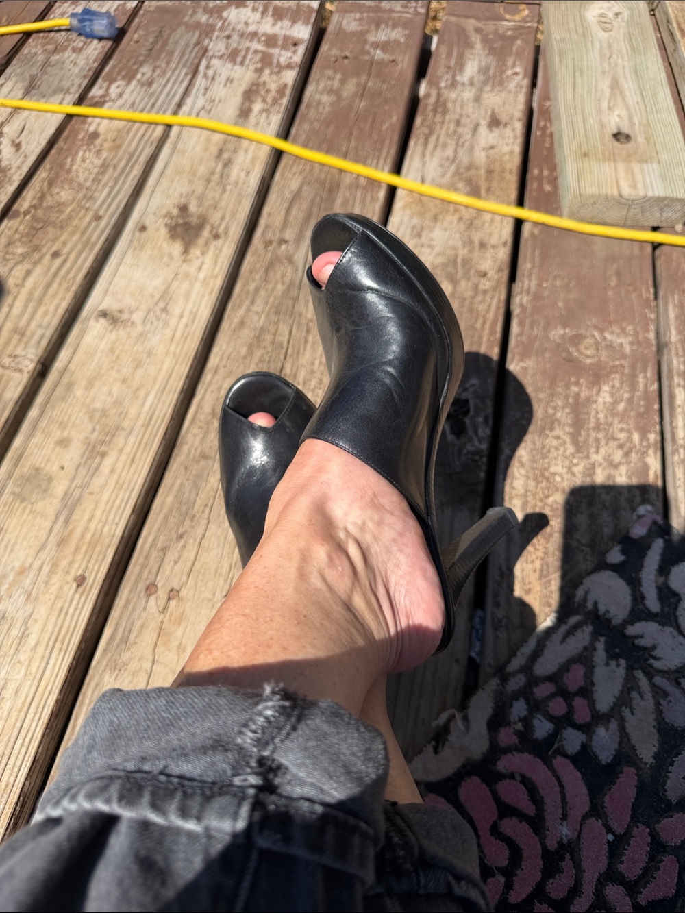 Nina Black Peep-Toe Slingback Heels